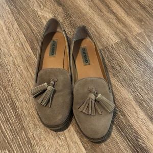 Steve Madden, gray loafers with tassels